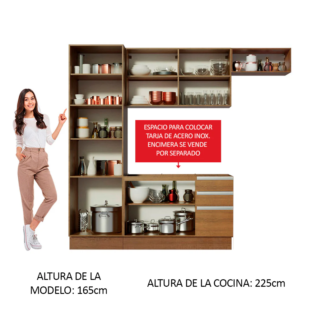 Combo completo de Cocina Madesa Glamy 260cm Marrón/Crema 02 - Image 4