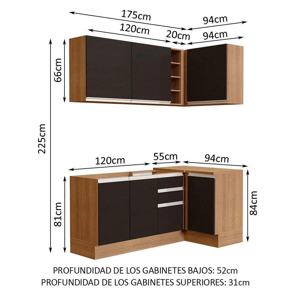 Combo completo de Cocina Esquinera Madesa Glamy 269cm MN 01 - Image 3