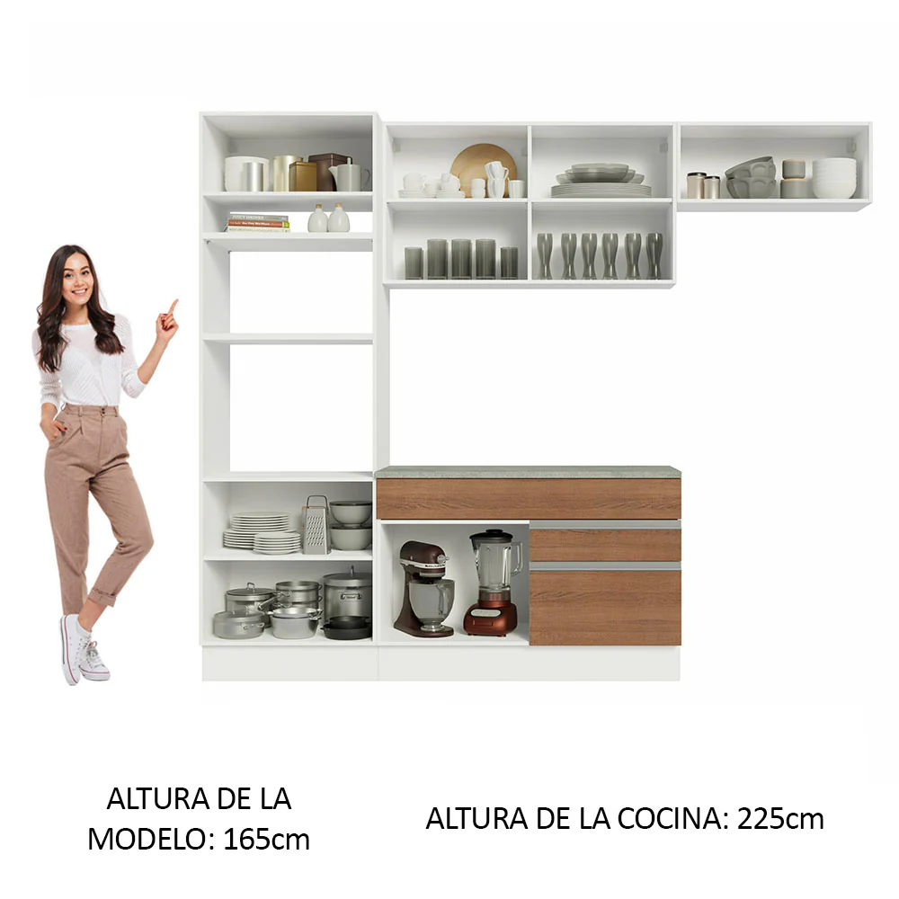 Combo completo de Cocina Madesa Glamy 270cm - Blanco/Marrón 14 - Image 4