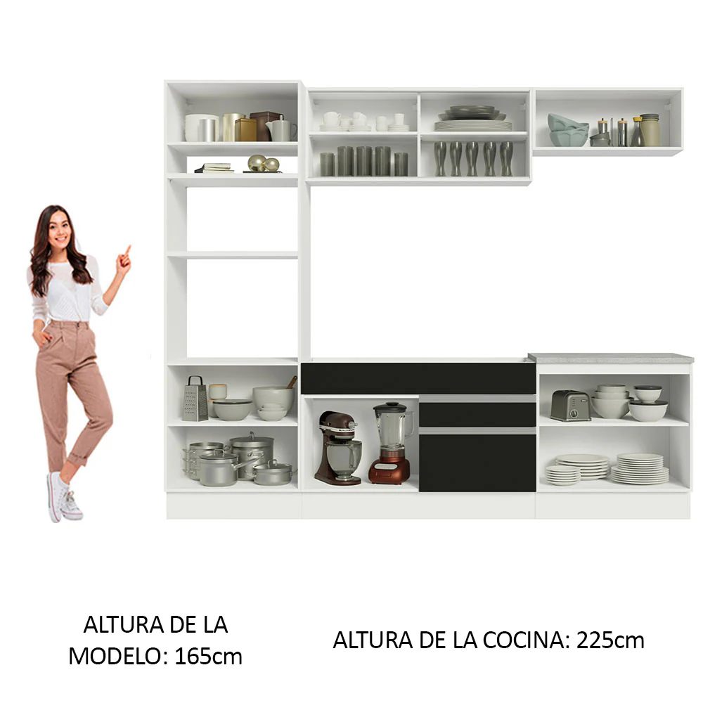 Combo completo de Cocina Madesa Glamy 270cm Blanco/Negro 10 - Image 4