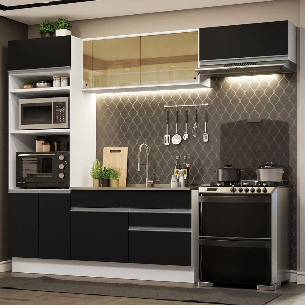 Combo completo de Cocina Madesa Glamy 270cm Blanco/Negro 11