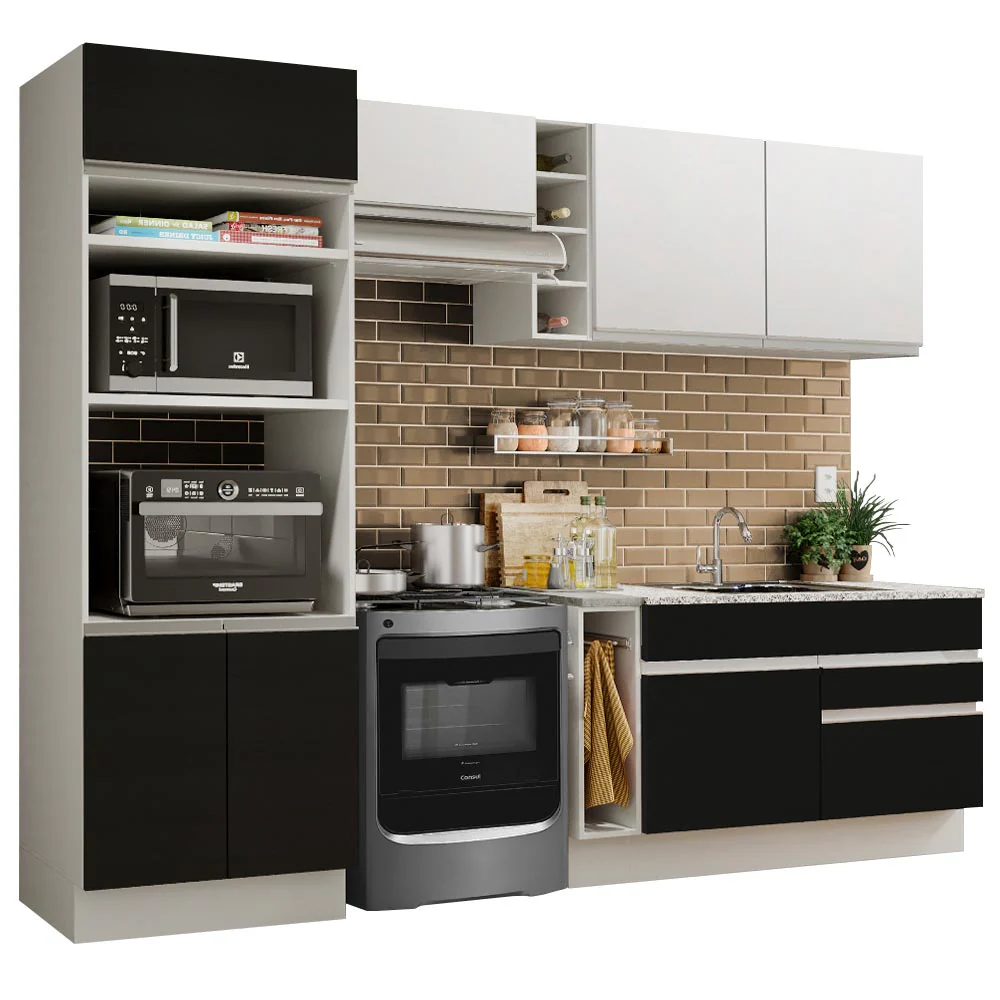 Combo completo de Cocina Madesa Glamy 270cm Blanco/Negro/Blanco 09 - Image 3
