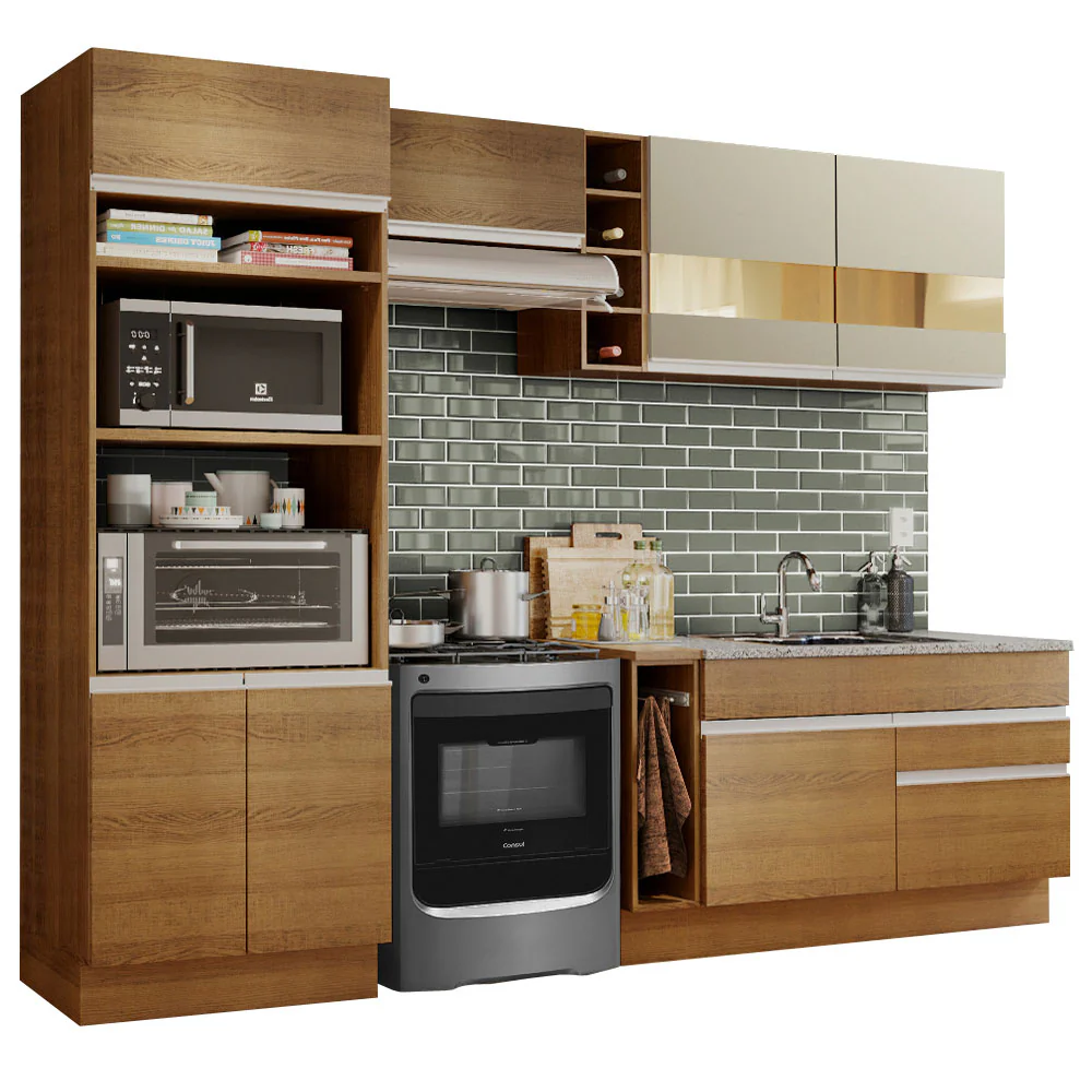 Combo completo de Cocina Madesa Glamy 270cm Marrón/Marrón/Crema 08 - Image 3