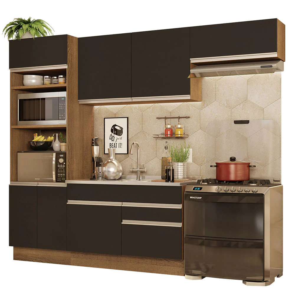 Combo completo de Cocina Madesa Glamy 270cm Marrón/Negro 15 - Image 3