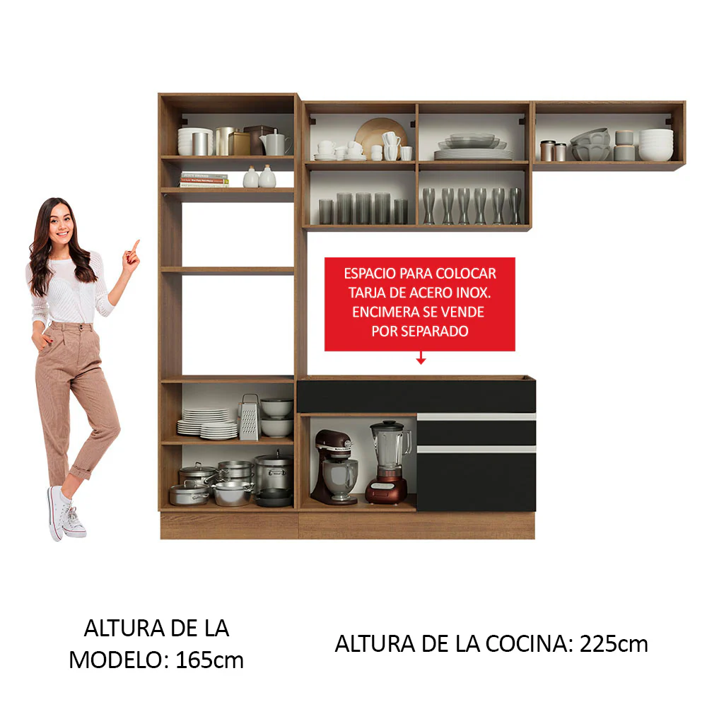 Combo completo de Cocina Madesa Glamy 270cm Marrón/Negro 15 - Image 4