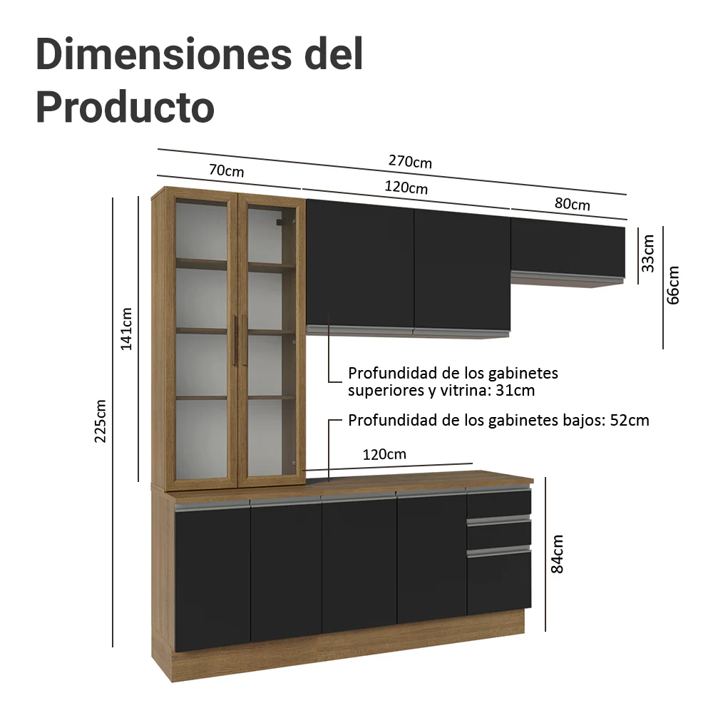 Combo completo de Cocina Madesa Glamy 270cm MN 16 - Image 2