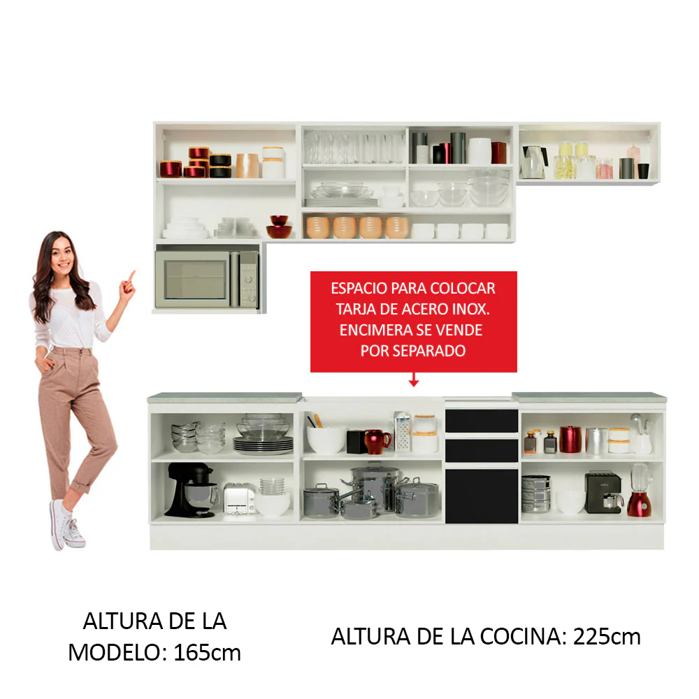 Combo completo de Cocina Madesa Glamy 280cm Blanco/Negro 4 - Image 5