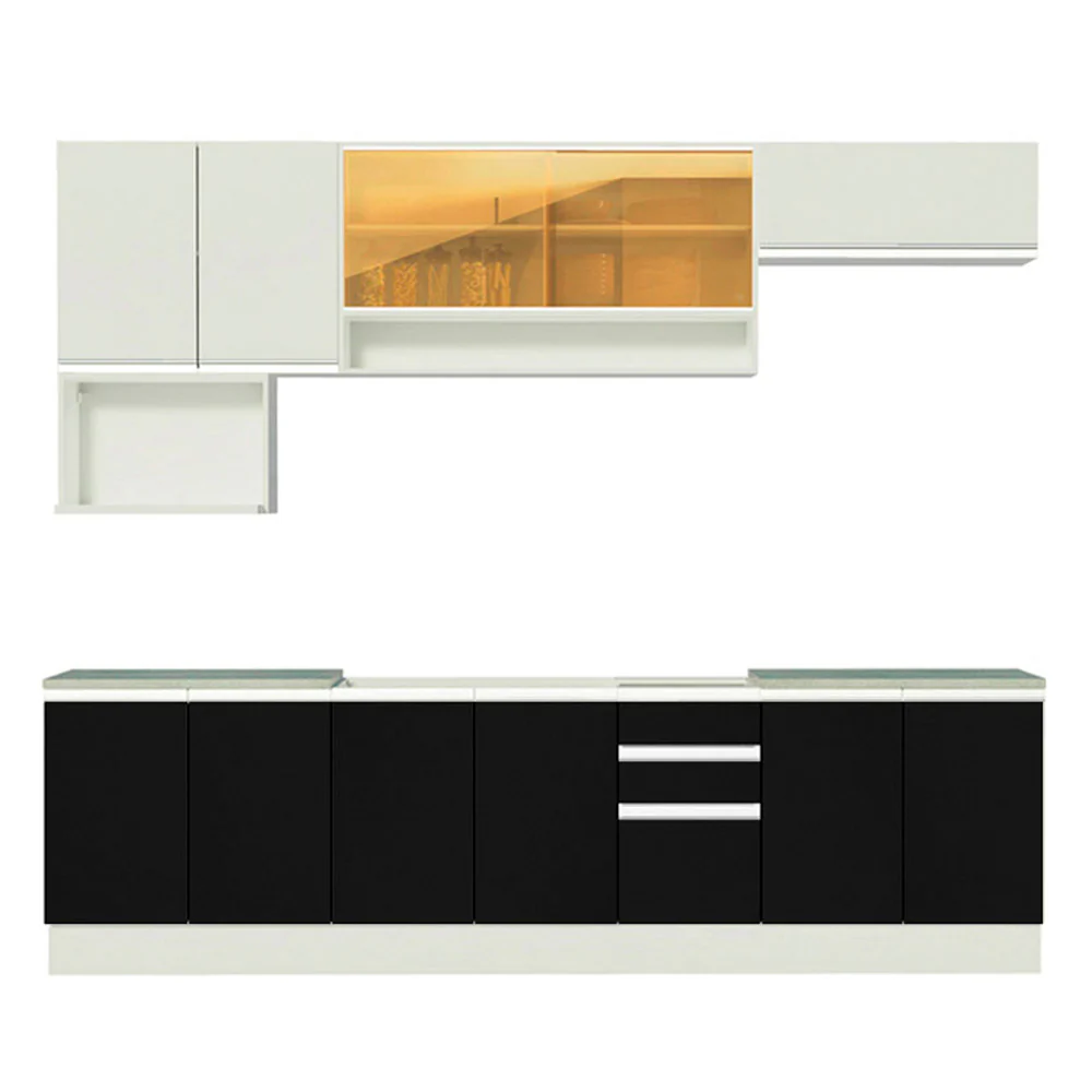 Combo completo de Cocina Madesa Glamy 280cm Blanco/Negro/Blanco - Image 8