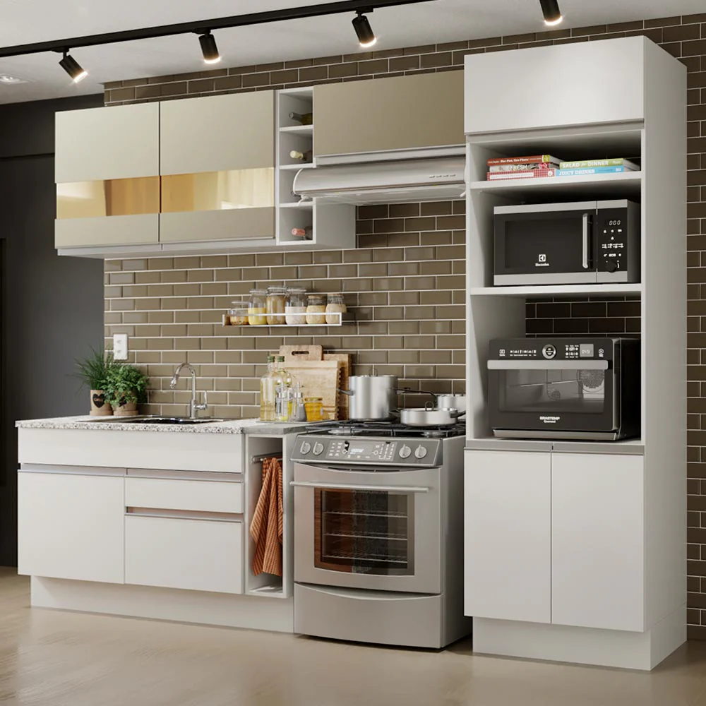 Combo completo de Cocina Madesa Glamy 290cm Blanco/Blanco/Crema 09