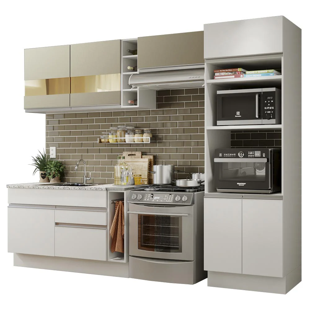 Combo completo de Cocina Madesa Glamy 290cm Blanco/Blanco/Crema 09 - Image 3