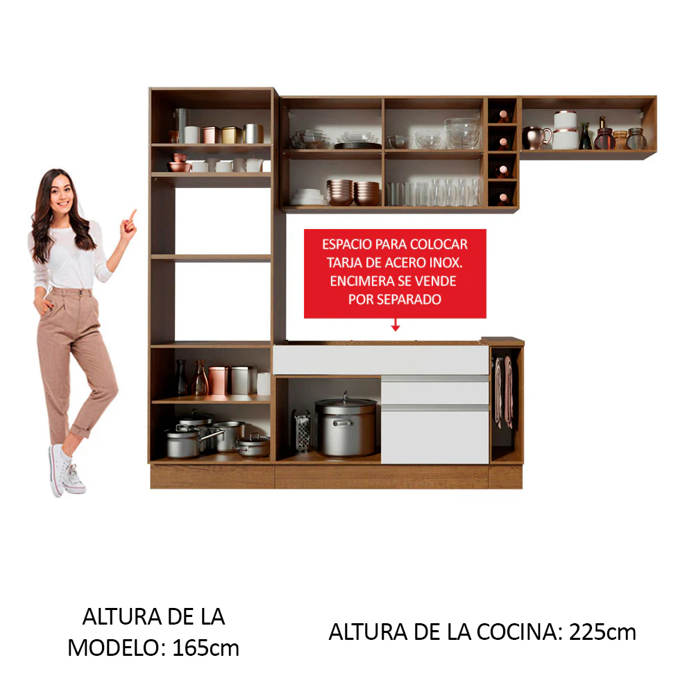 Combo completo de Cocina Madesa Glamy 290cm Blanco/Crema 03 - Image 4