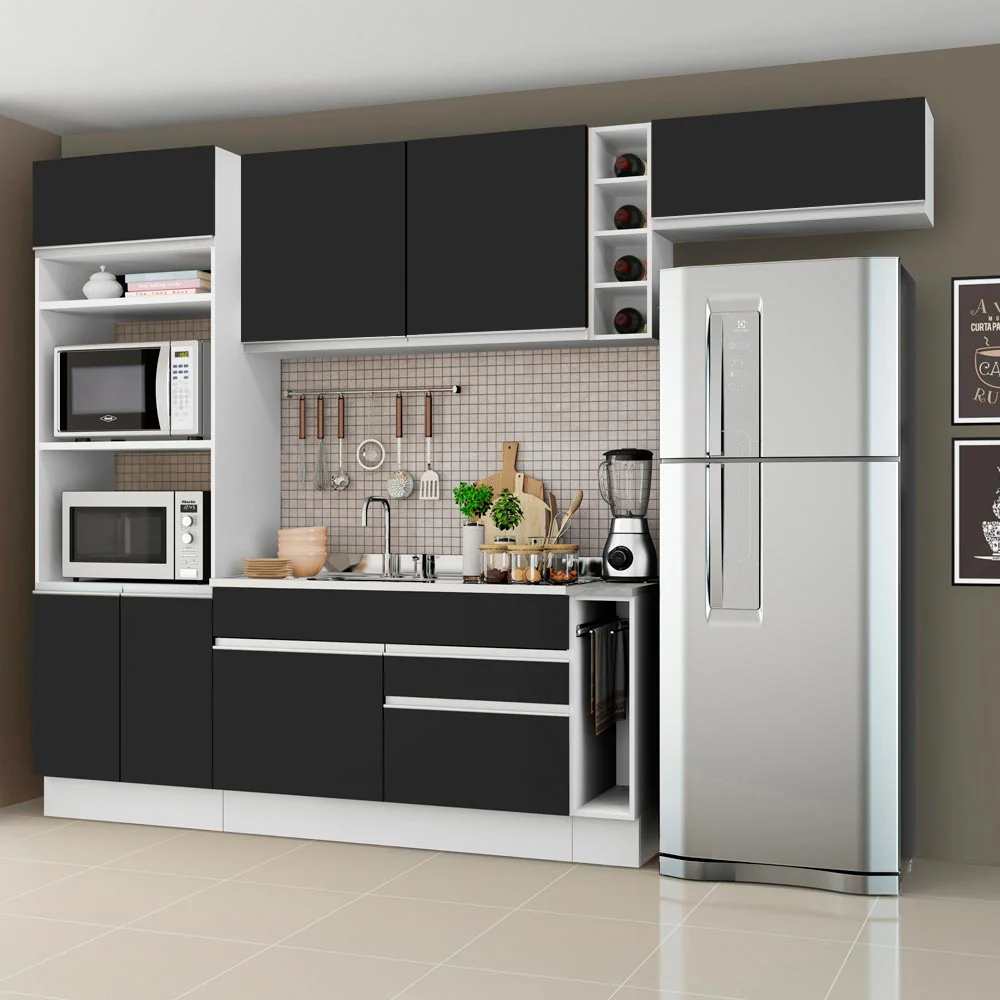 Combo completo de Cocina Madesa Glamy 290cm Blanco/Negro 04