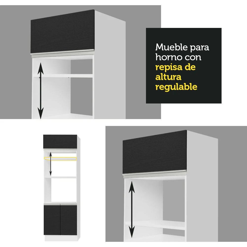 Combo completo de Cocina Madesa Glamy 290cm Blanco/Negro 04 - Image 5