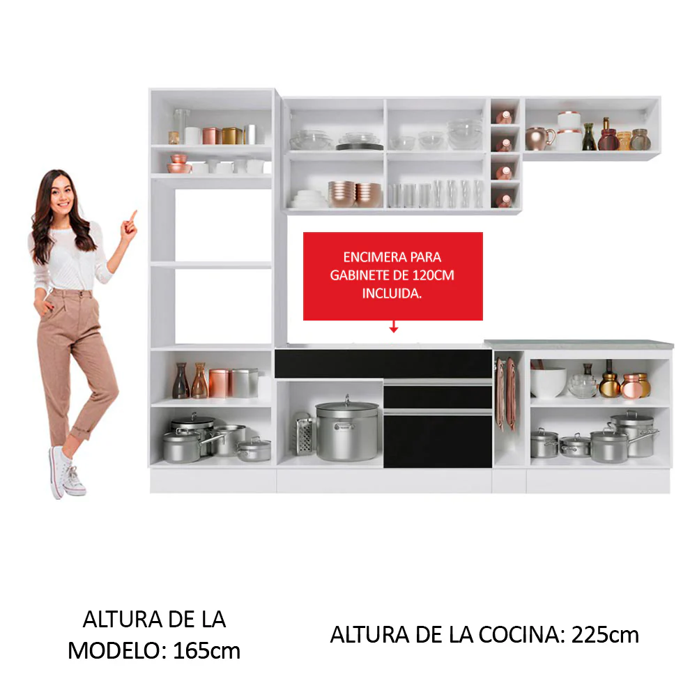 Combo completo de Cocina Madesa Glamy 290cm Blanco/Negro 16 - Image 3