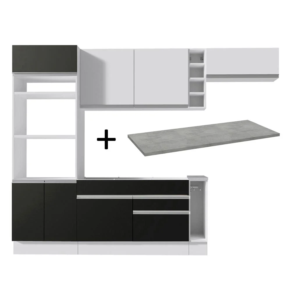 Combo completo de Cocina Madesa Glamy 290cm Blanco/Negro/Blanco 04 - Image 5