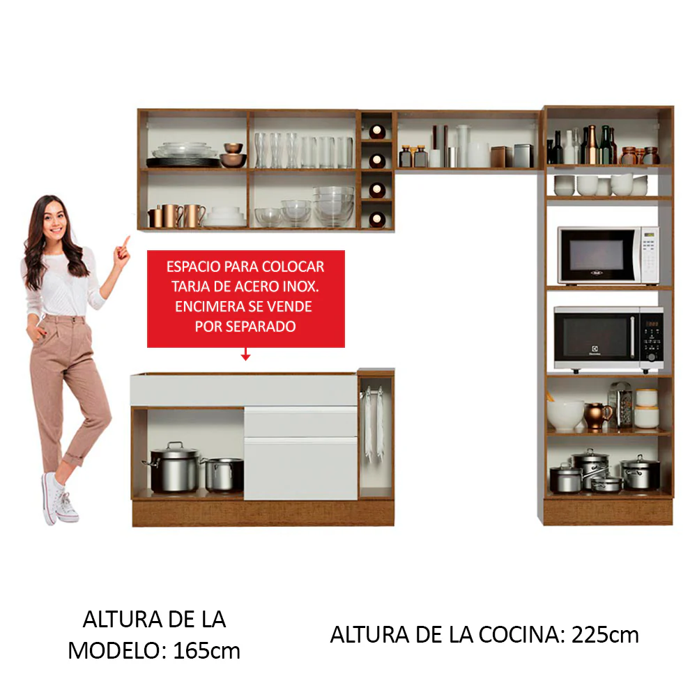 Combo completo de Cocina Madesa Glamy 290cm Marrón/Blanco/Crema 09 - Image 4