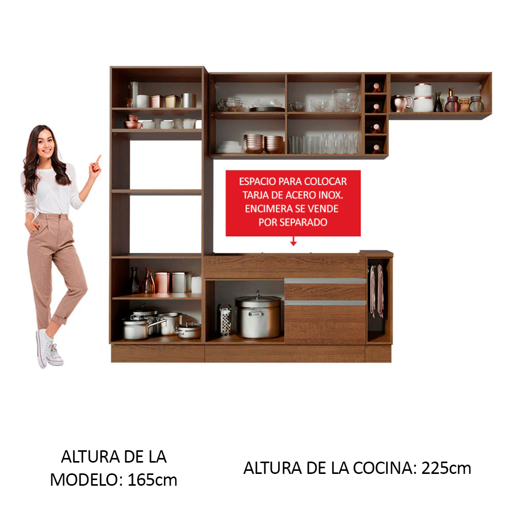 Combo completo de Cocina Madesa Glamy 290cm Marrón/Crema 03 - Image 4