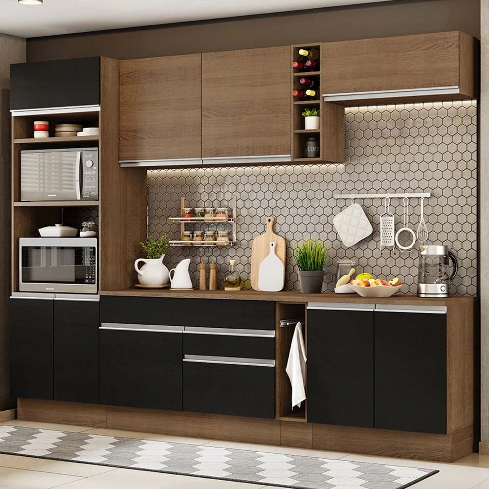Combo completo de Cocina Madesa Glamy 290cm Marrón/Negro 16