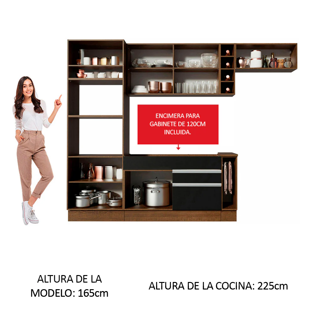 Combo completo de Cocina Madesa Glamy 290cm Marrón/Negro/Crema 13 - Image 3