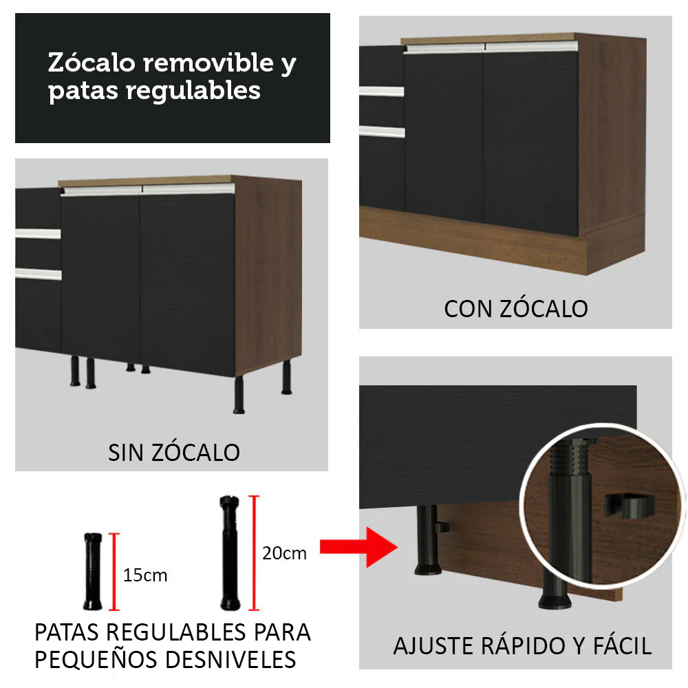Combo completo de Cocina Madesa Glamy 290cm Marrón/Negro/Crema 13 - Image 7
