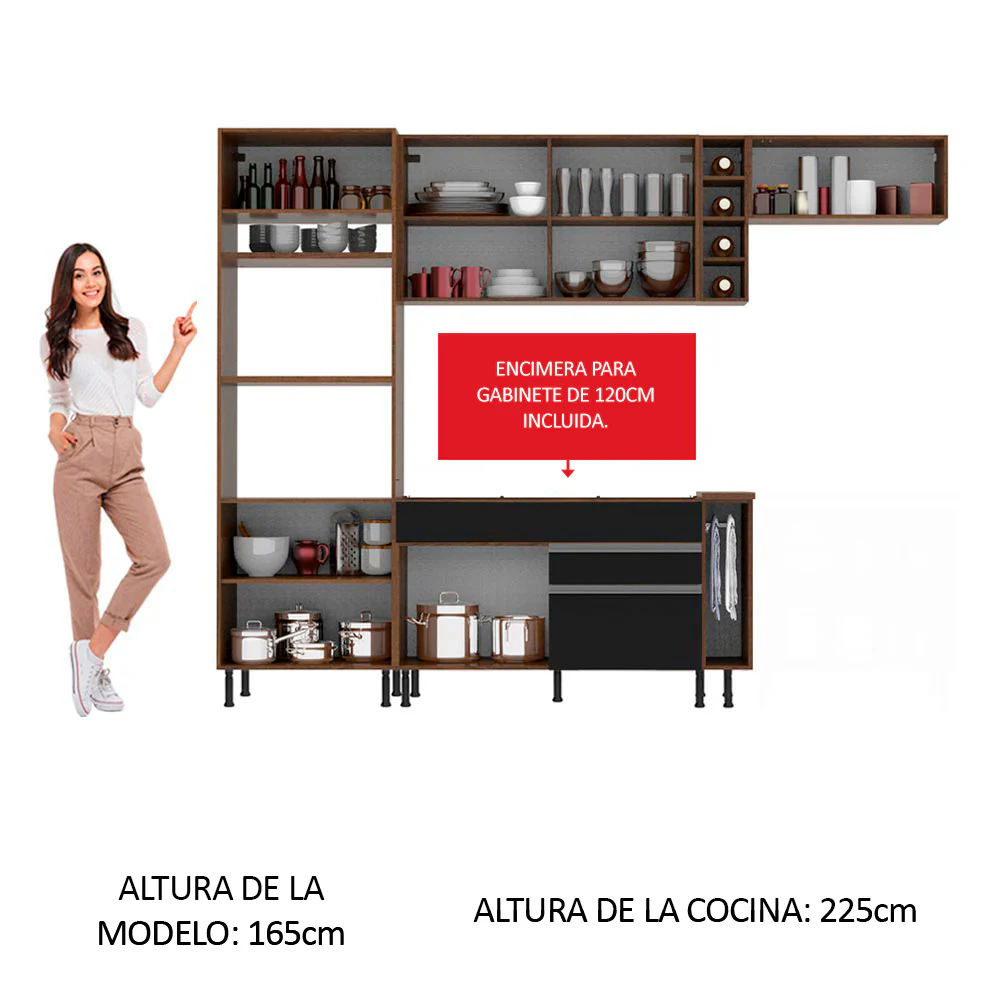 Combo completo de Cocina Madesa Glamy 290cm Marrón/Negro/Crema 13 - Image 3
