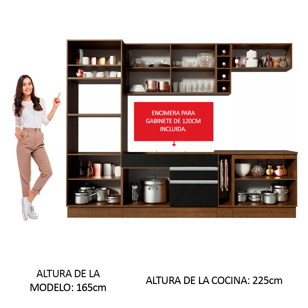 Combo completo de Cocina Madesa Glamy 290cm Marrón/Negro/Crema 15 - Image 4