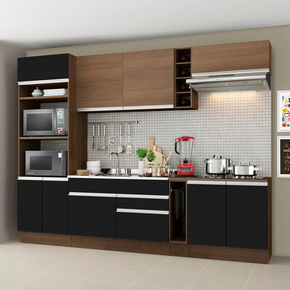 Combo completo de Cocina Madesa Glamy 290cm Marrón/Negro/Marrón 07 - Image 3