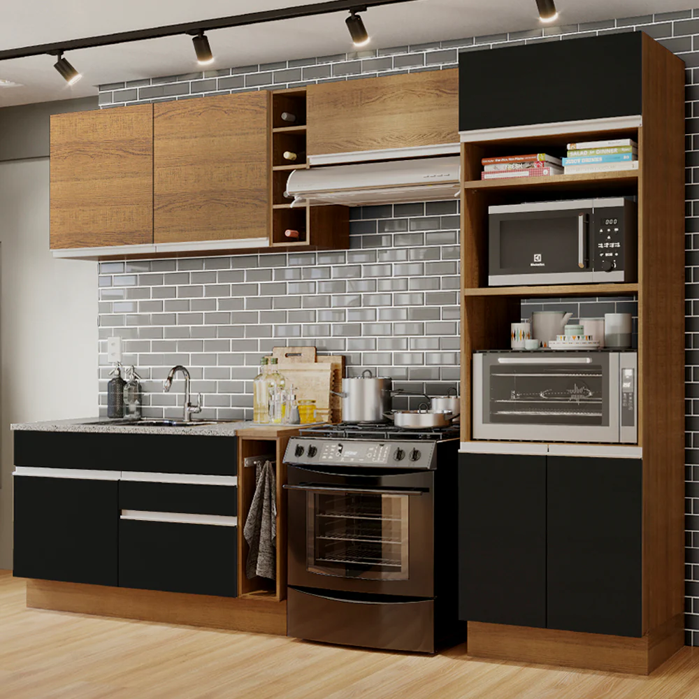 Combo completo de Cocina Madesa Glamy 290cm Marrón/Negro/Marrón 10