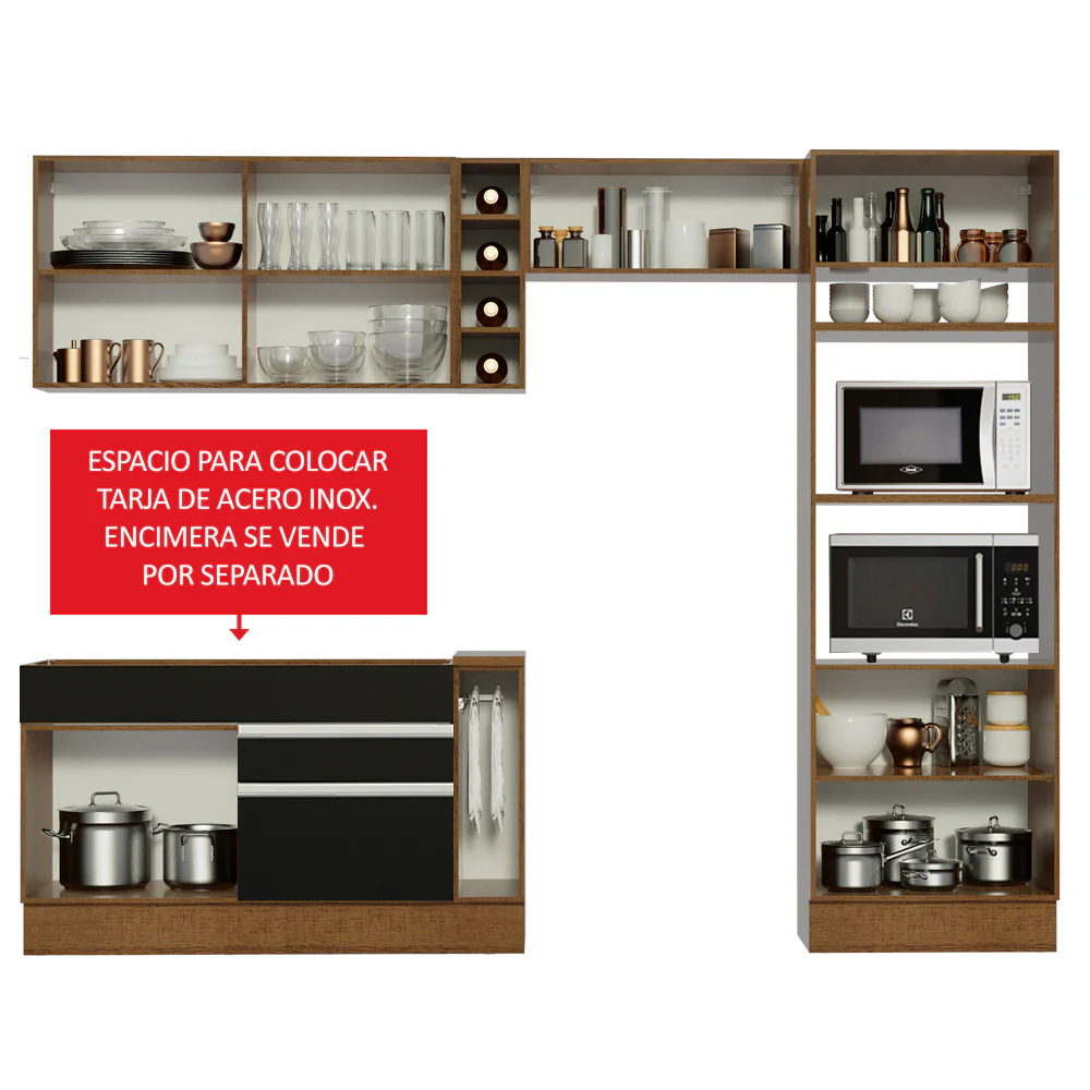 Combo completo de Cocina Madesa Glamy 290cm Marrón/Negro/Marrón 10 - Image 5