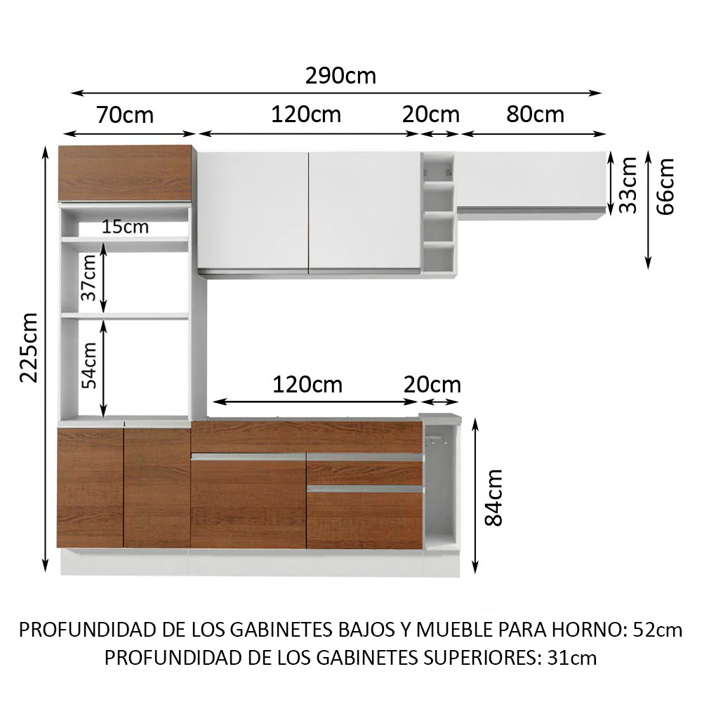 Combo completo de Cocina Madesa Glamy 290cm MB 03 - Image 2