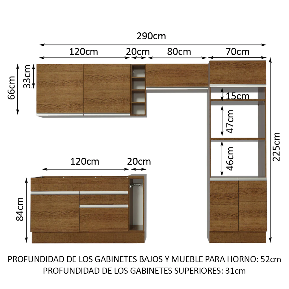 Combo completo de Cocina Madesa Glamy 290cm MM 01 - Image 2