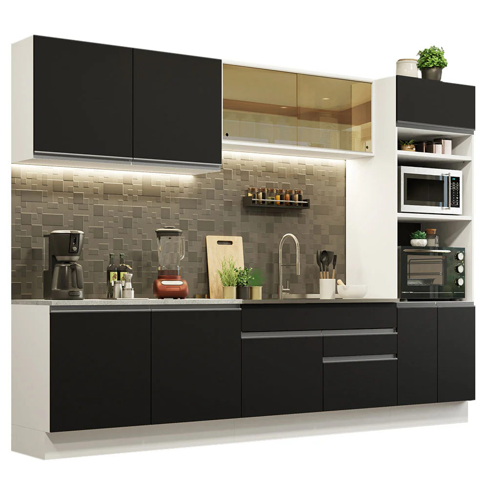 Combo completo de Cocina Madesa Glamy 310cm Blanco/Negro 01 - Image 3