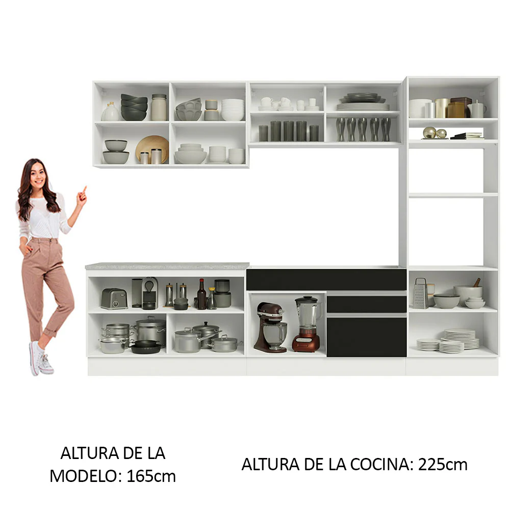 Combo completo de Cocina Madesa Glamy 310cm Blanco/Negro 01 - Image 4