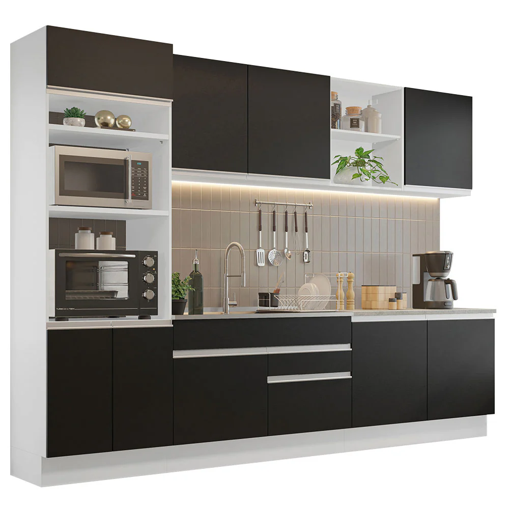 Combo completo de Cocina Madesa Glamy 310cm Blanco/Negro 02 - Image 3