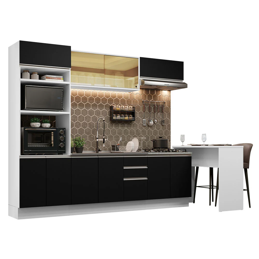 Combo completo de Cocina Madesa Glamy 315cm Blanco/Negro 01 - Image 3
