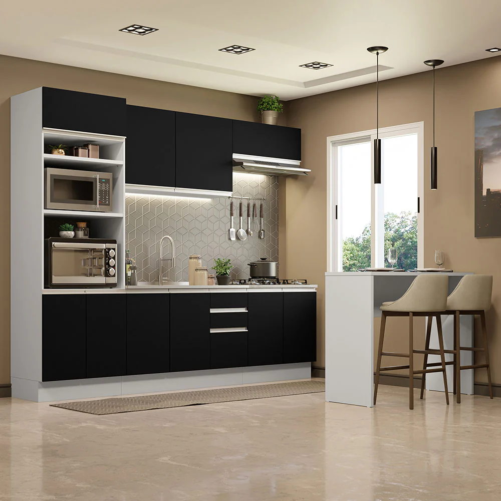 Combo completo de Cocina Madesa Glamy 315cm Blanco/Negro 02