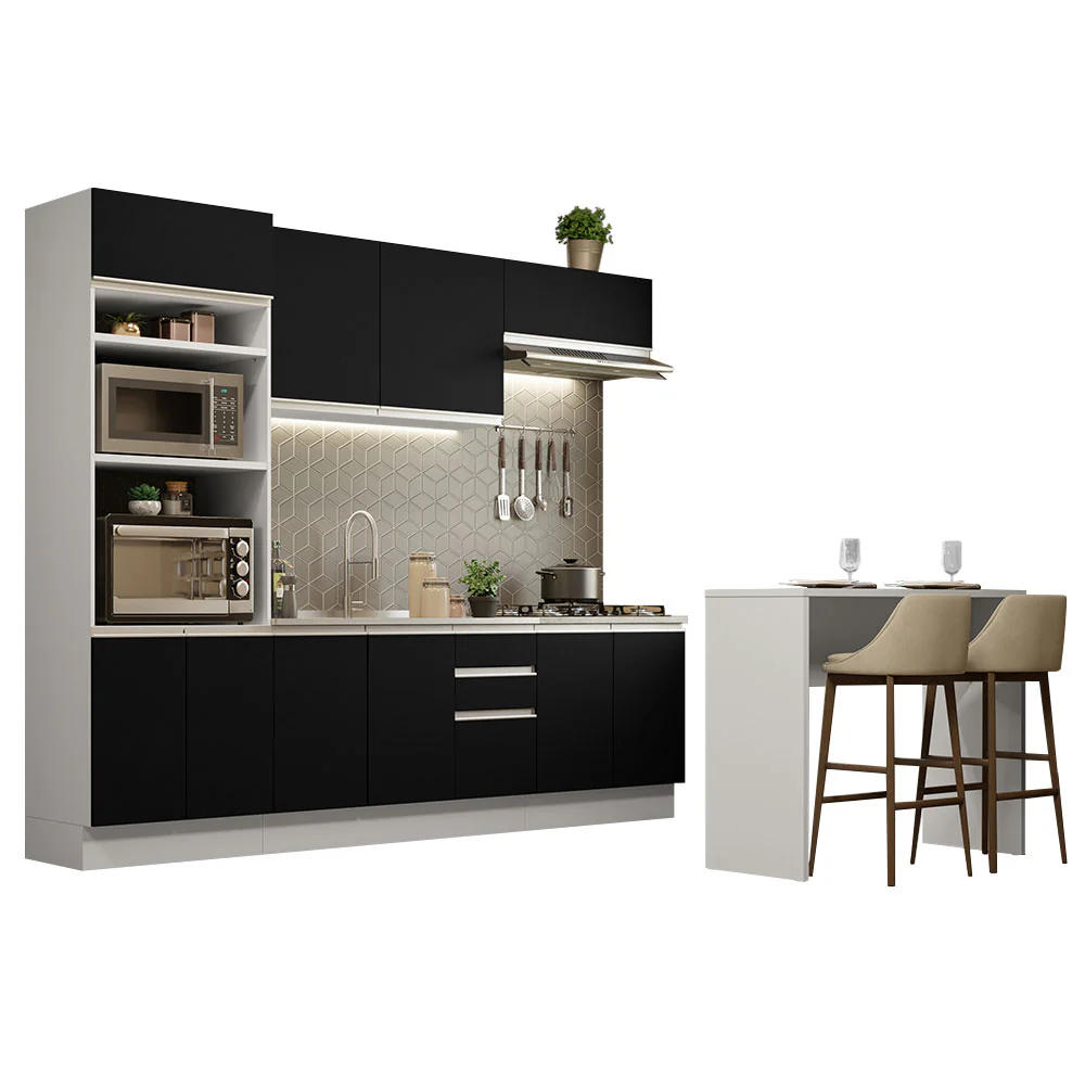 Combo completo de Cocina Madesa Glamy 315cm Blanco/Negro 02 - Image 3