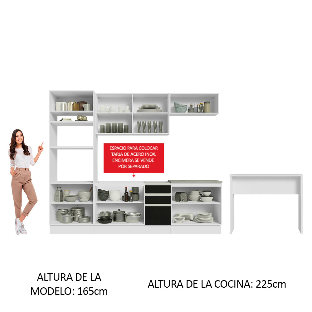 Combo completo de Cocina Madesa Glamy 315cm Blanco/Negro 02 - Image 5