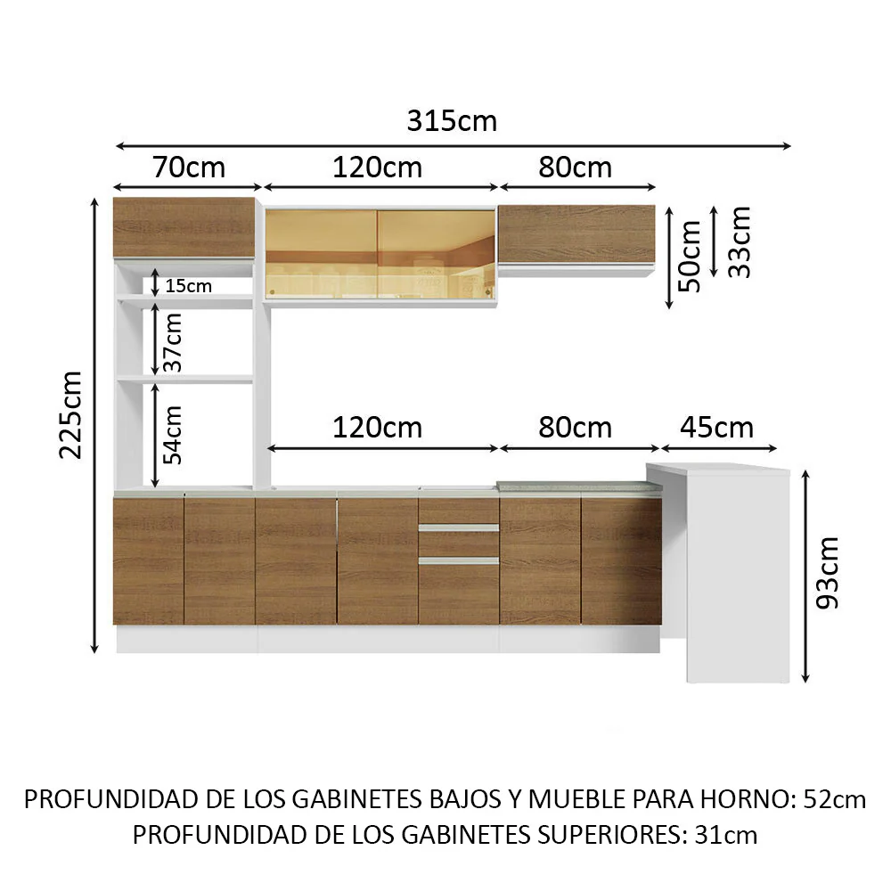 Combo completo de Cocina Madesa Glamy 315cm BM 01 - Image 2
