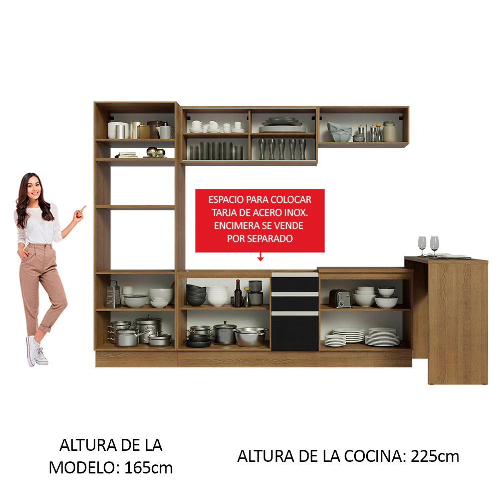 Combo completo de Cocina Madesa Glamy 315cm Marrón/Negro 01 - Image 4