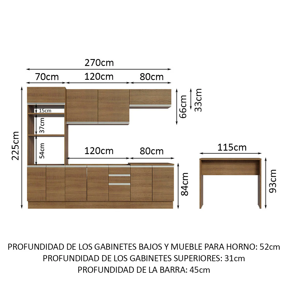 Combo completo de Cocina Madesa Glamy 315cm MM 02 - Image 2