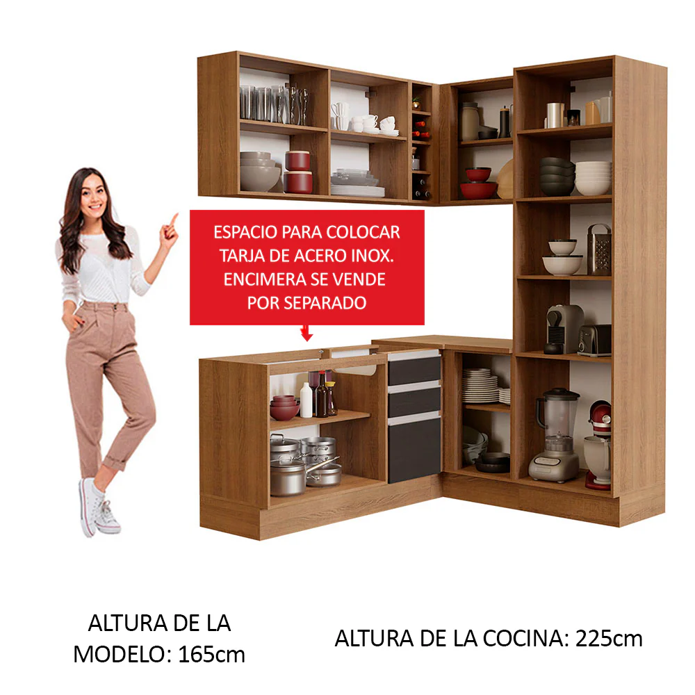 Combo completo de Cocina Esquinera Madesa Glamy 329cm MN 01 - Image 5