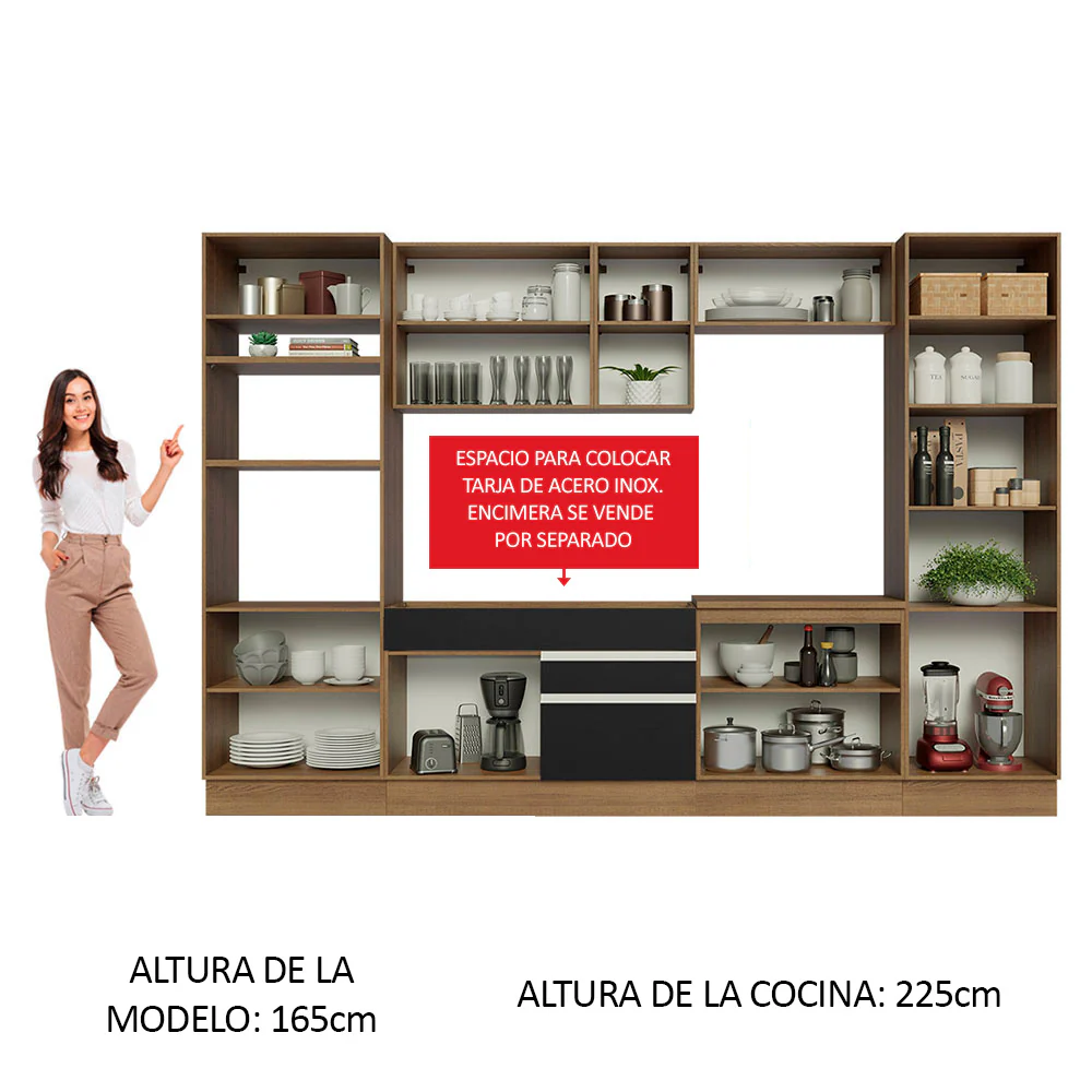 Combo completo de Cocina Madesa Glamy 330cm Marrón/Negro 03 - Image 4