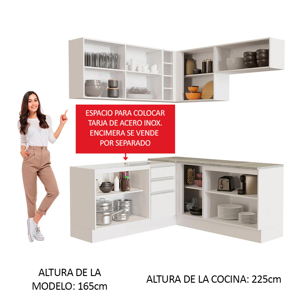 Combo completo de Cocina Esquinera Madesa Glamy 349cm BC 01 - Image 5