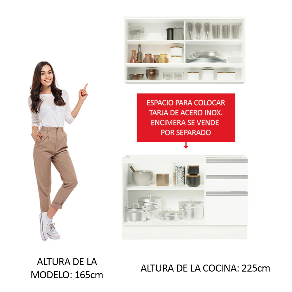Combo de Cocina Madesa Glamy Sin Mesón De Acero 120 Cm - Image 4
