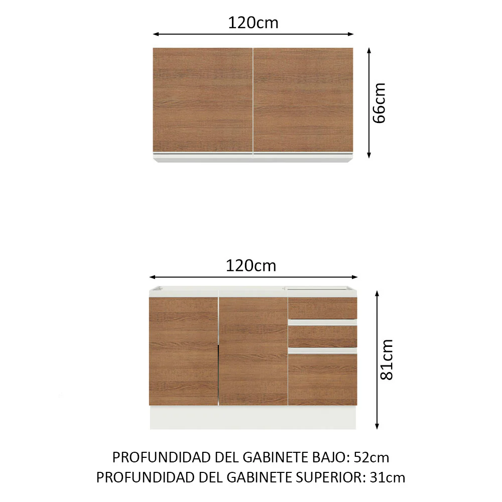 Combo de Cocina Madesa Glamy Sin Mesón De Acero Con 120 Cm - Image 2