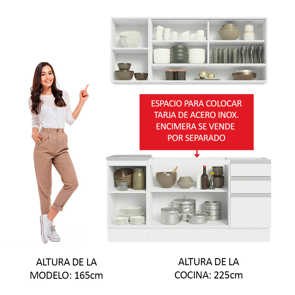 Combo de Cocina Madesa Glamy Sin Mesón De Acero Con 160 Cm - Image 4