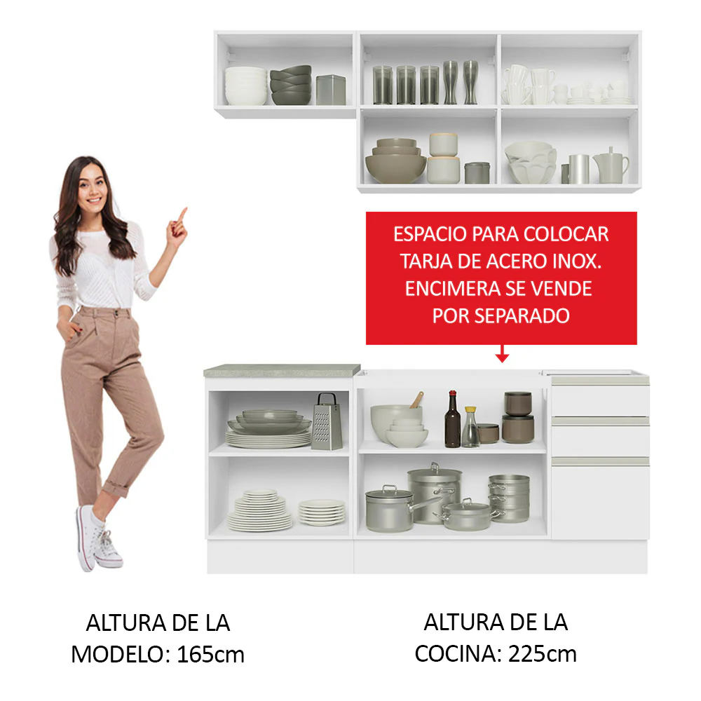 Combo de Cocina Madesa Glamy Sin Mesón De Acero Con 180 Cm - Image 5