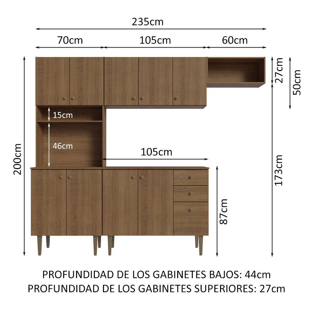 Combo completo de Cocina Madesa Gourmet 235cm MM 01 - Image 2