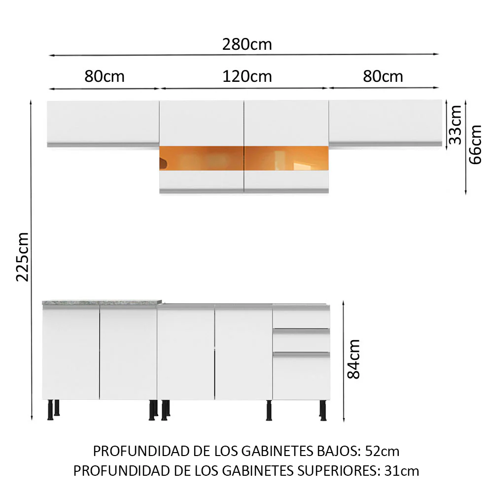 Combo completo de Cocina Madesa Mariana 280cm BB - Image 2
